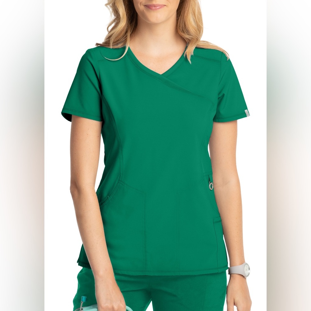 Infinity by Cherokee Mock Wrap Scrub Top